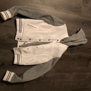 Varsity looking White and gray jacket